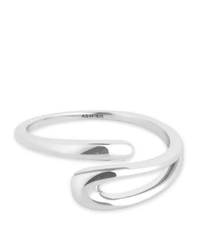 Astrid & Miyu Rhodium-plated Molten Ring In Silver