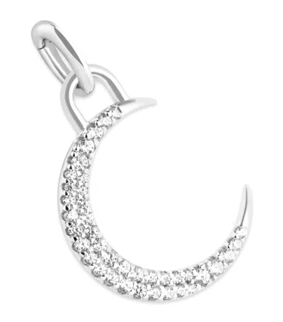 Astrid & Miyu Rhodium-plated Moon Talisman Charm In Silver