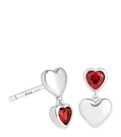 Astrid & Miyu Rhodium-plated Silver Heart Drop Earrings