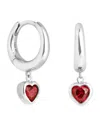 Astrid & Miyu Rhodium-plated Silver Heart Huggie Earrings In Silver
