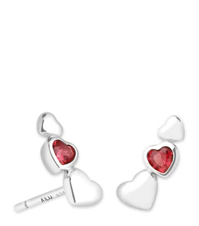 Astrid & Miyu Rhodium-plated Silver Heart Stud Earrings