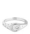 Astrid & Miyu Rhodium-plated Sterling Silver And Cubic Zirconia Cosmic Crystal Signet Ring In Silver