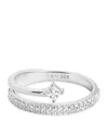 Astrid & Miyu Rhodium-plated Sterling Silver And Cubic Zirconia Crystal Illusion Ring In Silver