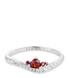 Astrid & Miyu Womens Serpent Wave Rhodium-plated Sterling-silver, Garnet And Cubic-zirconia Ring In Silver