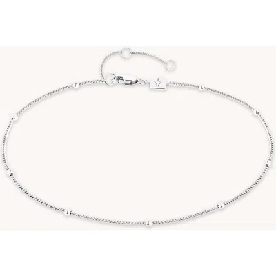 Astrid & Miyu Rhodiumplatedsilver Essential Beaded Sterling-silver And Cubic Zirconia Chain Anklet
