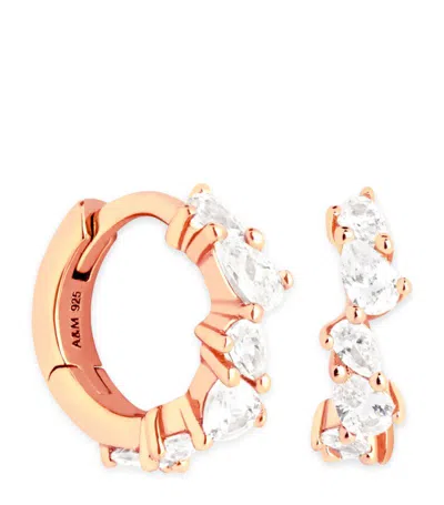 Astrid & Miyu Rose Gold-plated Crystal Pear Huggie Earrings