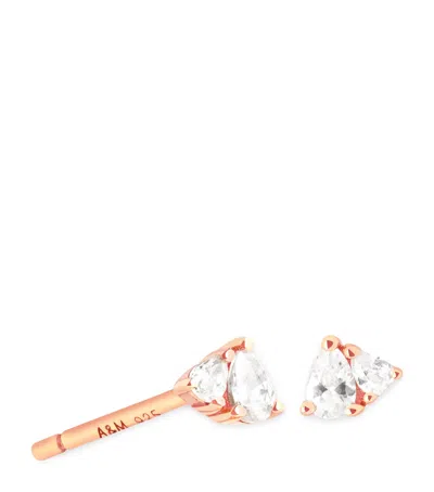 Astrid & Miyu Rose Gold-plated Silver And Cubic Zirconia Pear Stud Earrings
