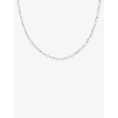 Astrid & Miyu Bezel Heart Rhodium-plated Brass And Cubic Zirconia Tennis Necklac