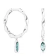 Astrid & Miyu White Gold And Alexandrite Twist Hoop Earrings In Silver