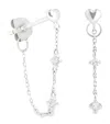 Astrid & Miyu White Gold And Topaz Heart Chain Earrings In Silver