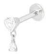 Astrid & Miyu White Gold And Topaz Heart Charm Single Stud Earring In Silver