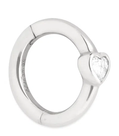 Astrid & Miyu White Gold And Topaz Single Huggie Earring In Silver