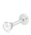 Astrid & Miyu White Gold And Topaz Single Stud Heart Earring In Silver