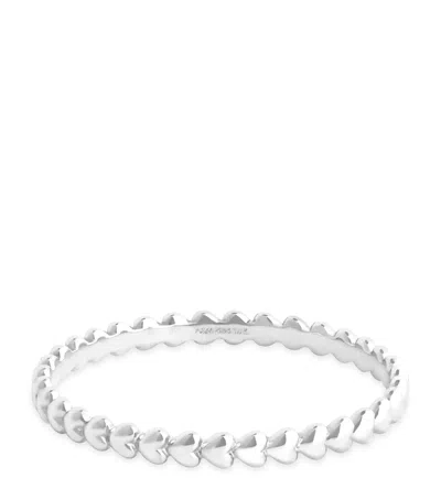 Astrid & Miyu White Gold Heart Ring In Silver
