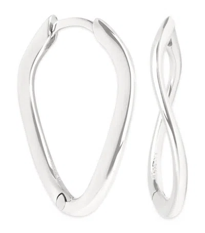 Astrid & Miyu White Gold Infinity Hoop Earrings In Silver
