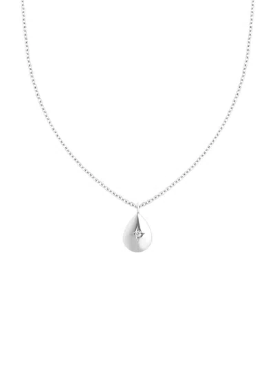 Astrid & Miyu Women's Pear Pendant Necklace Silver In Metallic