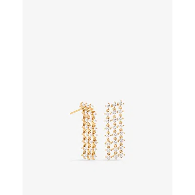 Astrid & Miyu Womens 18ctgoldplatedbrass Cosmic Star 18ct Gold-plated Brass And Cubic Zirconia Drop Earrings