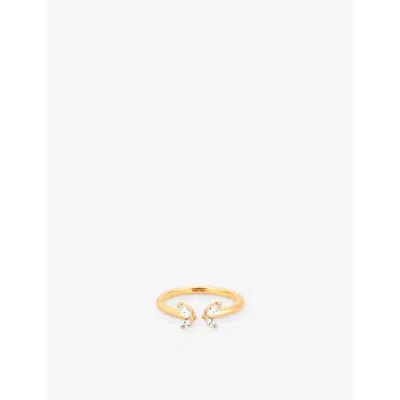 Astrid & Miyu Womens Butterfly Rhodium Plated Sterling-silver And Cubic Zirconia Ring 18ctgoldplatedsilver