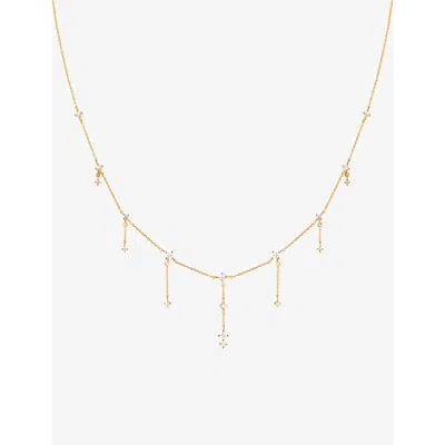 Astrid & Miyu Womens 18ctgoldplatedsilver Cosmic Charm 18ct Yellow Gold-plated Recycled Sterling-silver And Cubic 