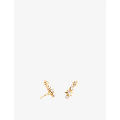 Astrid & Miyu Womens  Cosmic Crystal Rhodium-plated Sterling-silver And Zirconia Climber Stud Earring