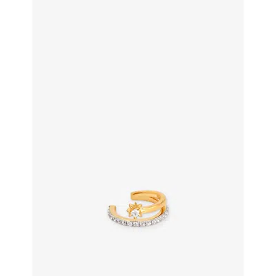 Astrid & Miyu Womens Cosmic Illusion 18ct Yellow-gold Plated Sterling-silver And Cubic Zirconia Ear Cuff 18ctgoldp In 18ctgoldplatedsilver