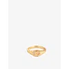 Astrid & Miyu Womens 18ctgoldplatedsilver Cosmic Signet 18ct Yellow-gold Plated Recycled Sterling-silver And Cubic In 18ctgoldplatedsilver