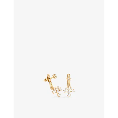 Astrid & Miyu Womens 18ctgoldplatedsilver Cosmic Star Crystal 18ct Yellow-gold Plated Recycled Sterling-silver And