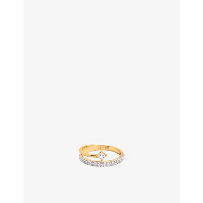 Astrid & Miyu Womens 18ctgoldplatedsilver Pavé Crystal Illusion 18ct Yellow-gold Plated Recycled Sterling-silver A