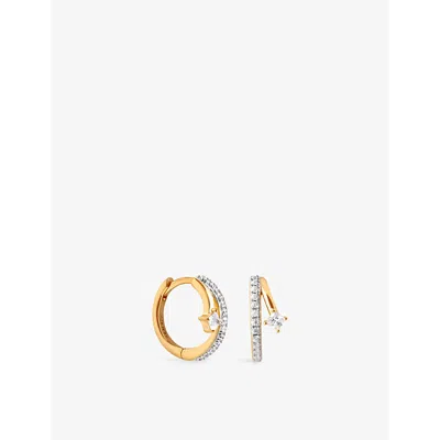 Astrid & Miyu Womens 18ctgoldplatedsilver Pavé Crystal Illusion 18ct Yellow-gold Plated Recycled Sterling-silver A