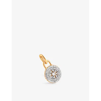 Astrid & Miyu Womens 18ctgoldplatedsilver Pavé Star Talisman Rhodium-plated Sterling-silver And Cubic Zirconia Cha