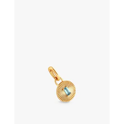 Astrid & Miyu Womens Baguette 18ct Yellow Gold-plated Recycled Sterling-silver And Topaz Charm