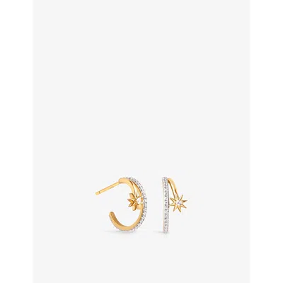 ASTRID & MIYU WOMENS 18CTGOLDPLATEDSILVER COSMIC ILLUSION RHODIUM-PLATED RECYCLED STERLING-SILVER AND CUBIC ZIRCON