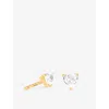 Astrid & Miyu Womens Heart 18ct Yellow Gold-plated Sterling-silver And Cubic-zirconia Stud Earrings In Gold
