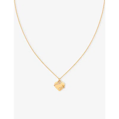 Astrid & Miyu Womens Heart And Snake 18ct Yellow Gold-plated Sterling-silver Pendant And Cubic-zirconia Necklac