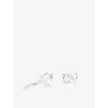 Astrid & Miyu Womens Heart Rhodium-plated Sterling-silver And Cubic-zirconia Stud Earrings In Silver