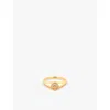Astrid & Miyu Womens Horseshoe 18ct Yellow Gold-plated Recycled Sterling-silver And Cubic Zirconia Signet Ring In Gold