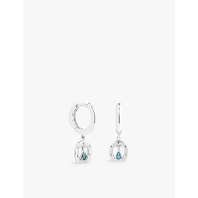 Astrid & Miyu Womens Horseshoe Rhodium-plated Recycled Sterling-silver And Zirconia Huggie Hoop Earrings