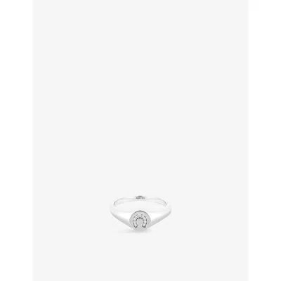 Astrid & Miyu Womens Horseshoe Sterling-silver Signet Ring