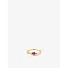 Astrid & Miyu Womens Serpent Wave 18ct Yellow Gold-plated Sterling-silver, Garnet And Cubic-zirconia Ring In Gold