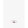 Astrid & Miyu Womens Serpent Wave Rhodium-plated Sterling-silver, Garnet And Cubic-zirconia Ring In Silver