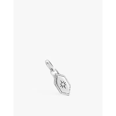 Astrid & Miyu Womens Shield Talisman Rhodium-plated Recycled Sterling-silver And Cubic Zirconia Charm