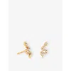 Astrid & Miyu Womens Snake 18ct Yellow Gold-plated Sterling-silver And Cubic Zirconia Stud Earrings In Gold