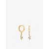 Astrid & Miyu Womens Snake Charm 18ct Yellow Gold-plated Recycled Sterling-silver And Pavé-crystal Huggies In Gold