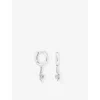Astrid & Miyu Womens Snake Charm Rhodium-plated Sterling-silver And Pavé-crystal Huggies In Silver