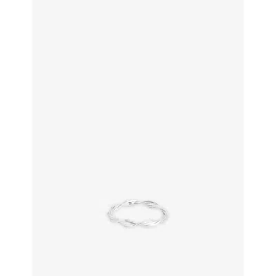 Astrid & Miyu Womens Twist Band 14ct White-gold Ring Rhodiumplatedsilver