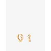 Astrid & Miyu Womens Heart Cluster Wave 18ct Yellow Gold-plated Sterling-silver And Cubic Zirconia Huggies In Gold