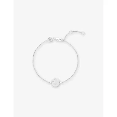 Astrid & Miyu Womens Libra Zodiac Rhodium-plated Sterling Silver And Cubic Zirconia Pendant Bracelet