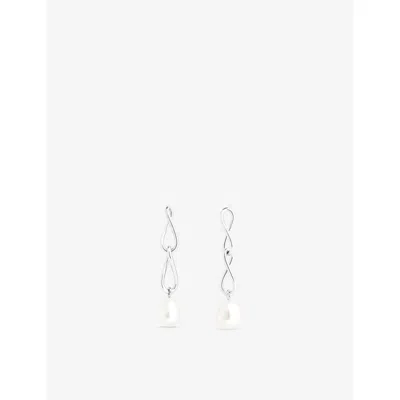 Astrid & Miyu Womens 18ct Yellow Gold-plated Recycled Sterling-silver, Zirconia And Freshwater-pearl Stud Earrings