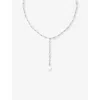 Astrid & Miyu Womens Infinite 18ct Yellow Gold-plated Sterling-silver And Freshwater-pearl Drop Earrings Rhodium