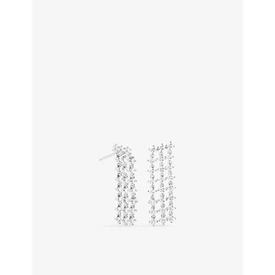 Astrid & Miyu Womens Rhodiumplatedbrass Cosmic Star 18ct Gold-plated Brass And Cubic Zirconia Drop Earrings In Rhodiumplatedbrass